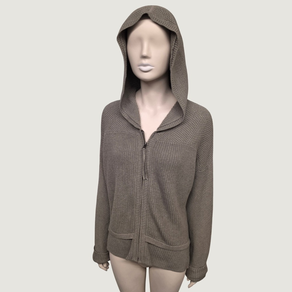 Wrap London Cotton Lagenlook Hoodie Sweater Olive Green Gorpcore Minimalist WP85